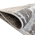 230 x 160 cm Light Grey & Charcoal Distressed Abstract Rug with Teal Accents