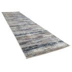 600 x 80 cm Modern Grey & Ivory Distressed Stripe Runner Rug with Pink Accents