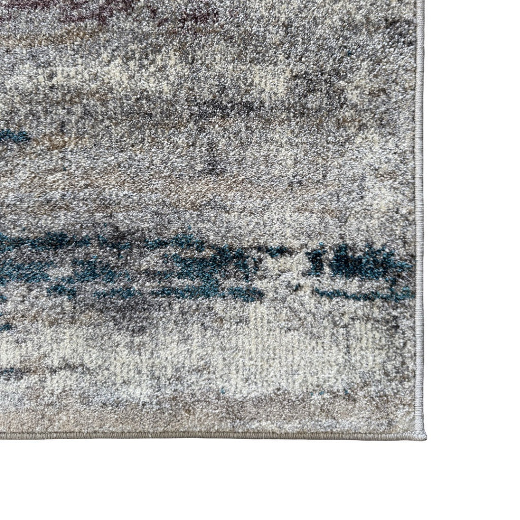 800 x 80 cm Modern Grey & Ivory Distressed Stripe Runner Rug with Pink Accents