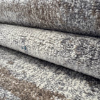 500 x 80 cm Modern Grey & Ivory Distressed Stripe Runner Rug with Pink Accents