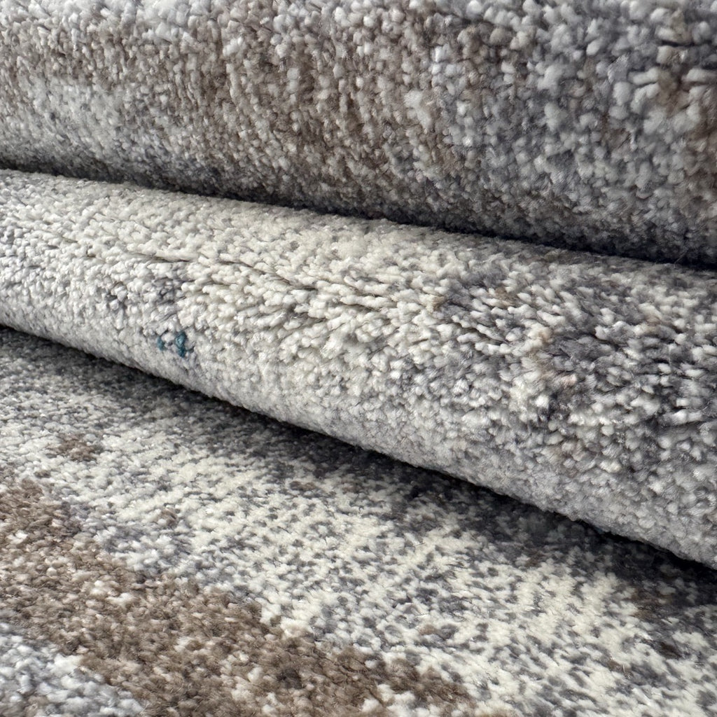 600 x 80 cm Modern Grey & Ivory Distressed Stripe Runner Rug with Pink Accents