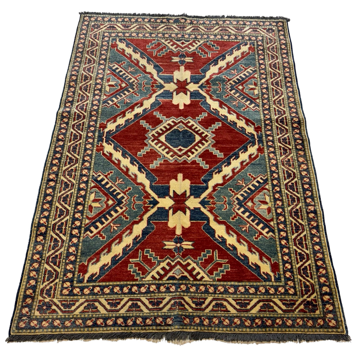 193 x 115 cm Hand Knotted Afghan Kazak – Wool Rug