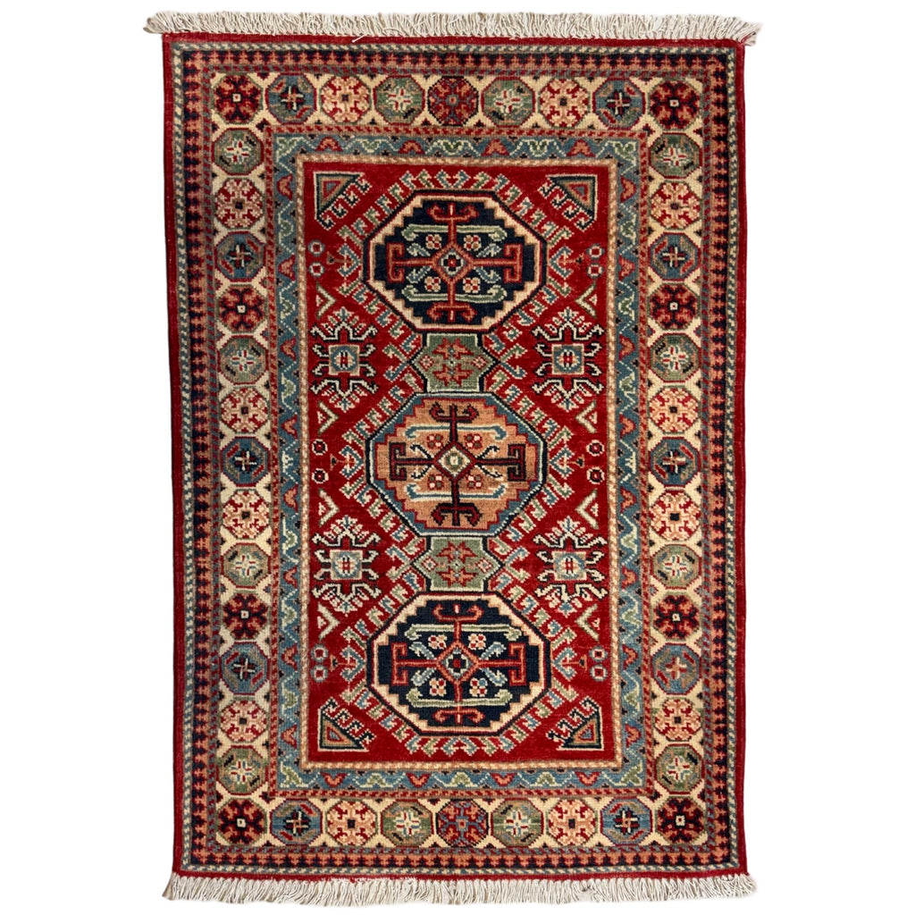 123 x 82 cm Hand Knotted Afghan Kazak – Wool Rug