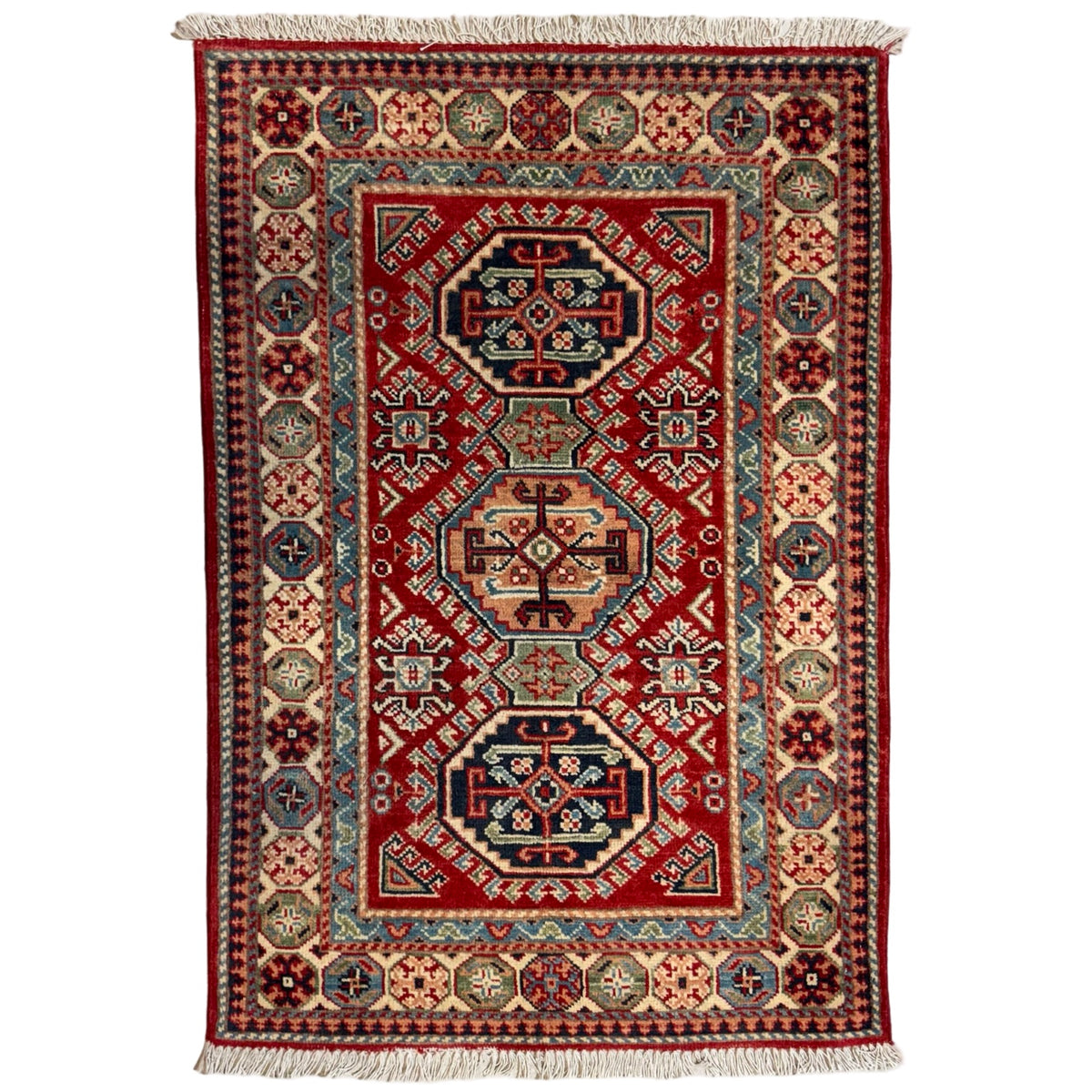 123 x 82 cm Hand Knotted Afghan Kazak – Wool Rug