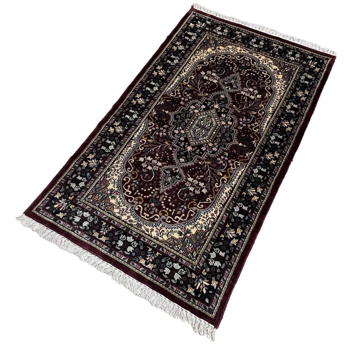 153 x 90 cm Hand Knotted Indian Silk Jaipur Oriental Rug