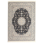 Turkish Machine Made Persian Navy Nain Rug