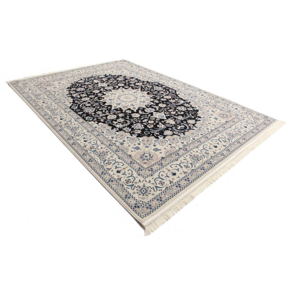 Turkish Machine Made Persian Navy Nain Rug
