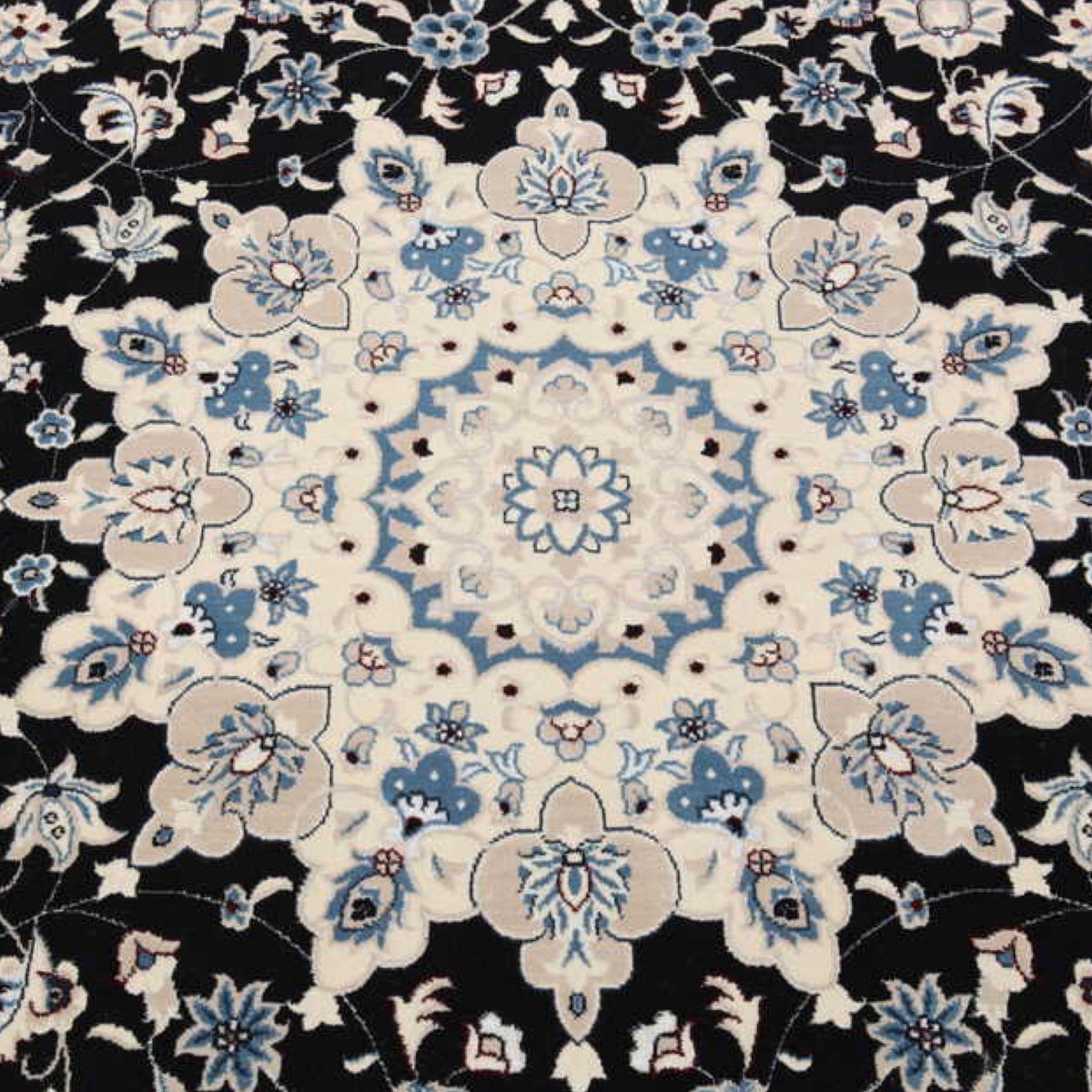 Turkish Machine Made Persian Navy Nain Rug