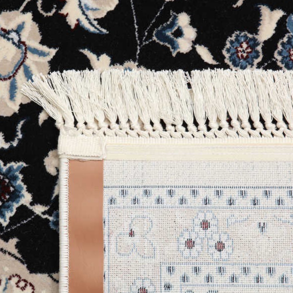 Turkish Machine Made Persian Navy Nain Rug