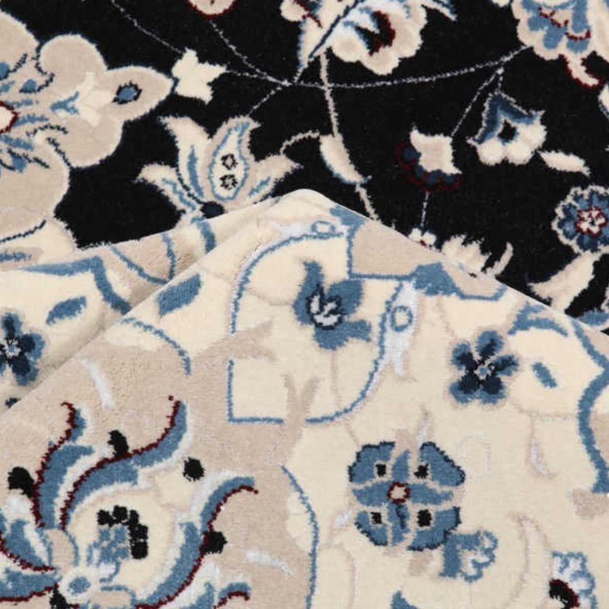 Turkish Machine Made Persian Navy Nain Rug