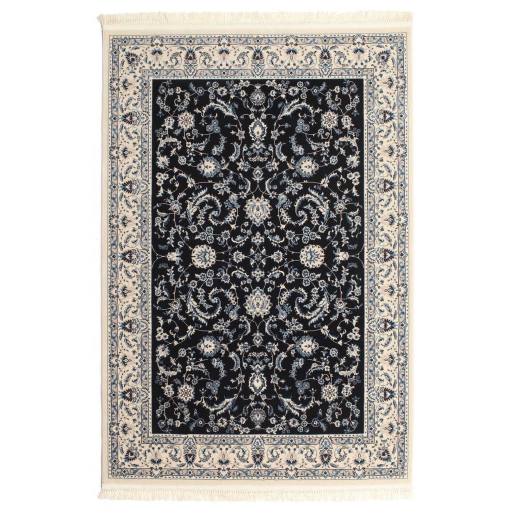 Turkish Machine Made Navy Nain Persian Rug