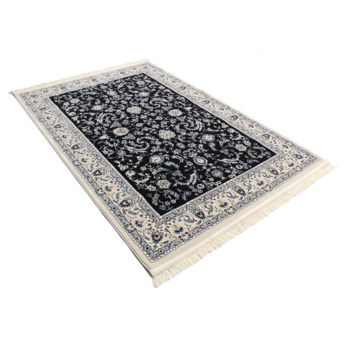 Turkish Machine Made Navy Nain Persian Rug