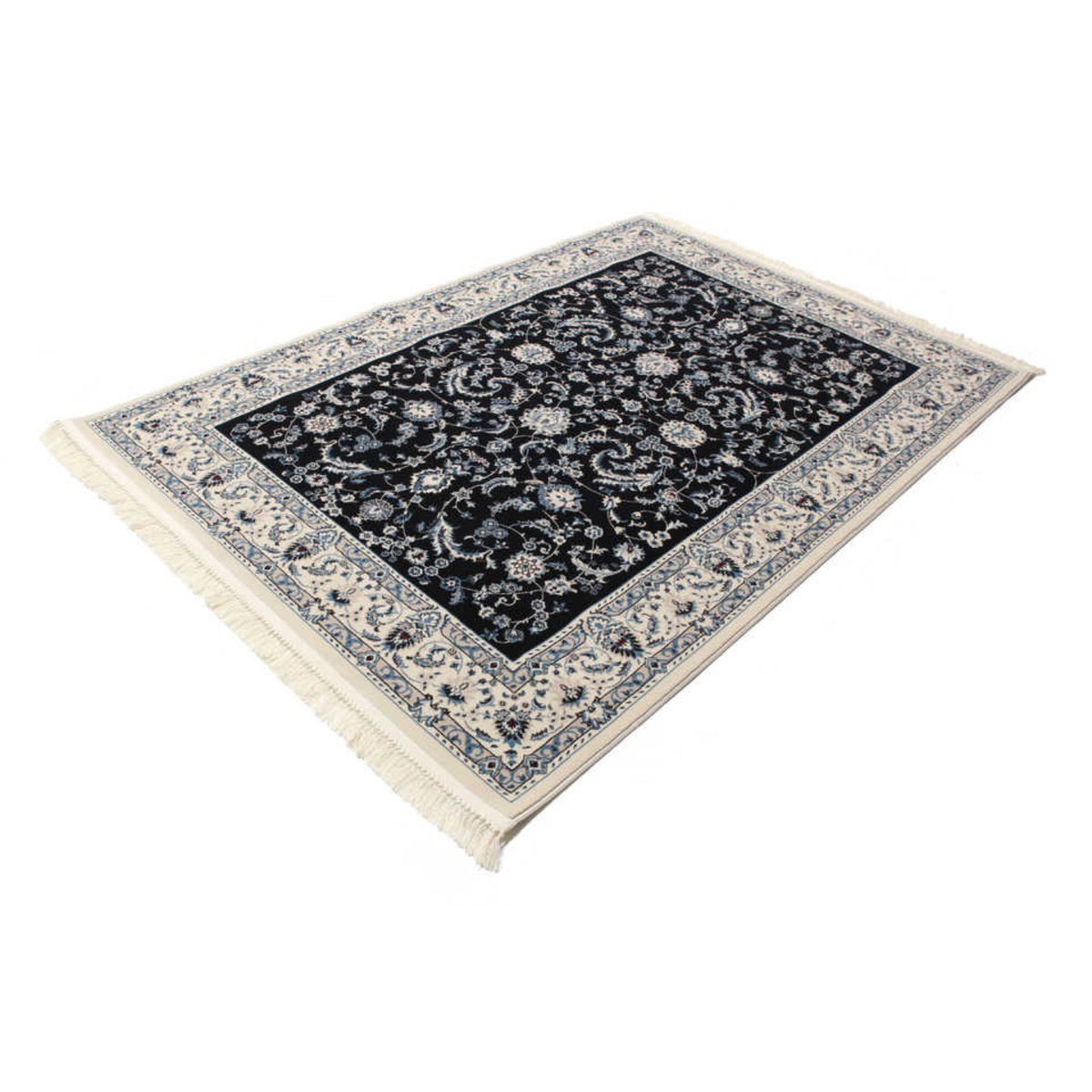 Turkish Machine Made Navy Nain Persian Rug