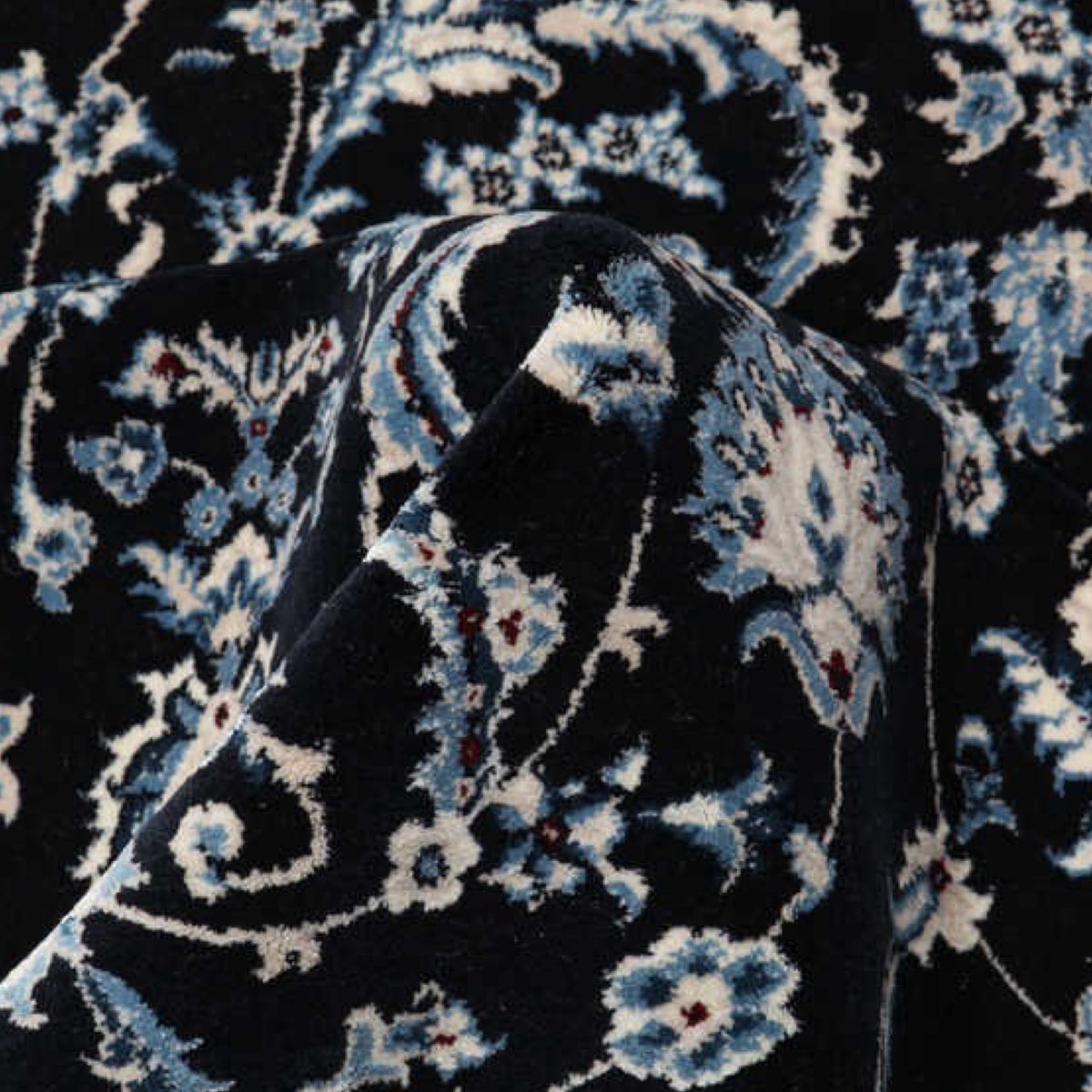 Turkish Machine Made Navy Nain Persian Rug