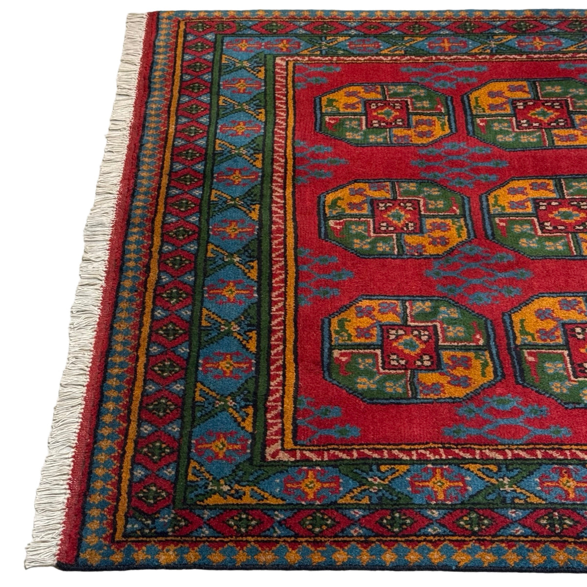 205 x 136 cm Hand Knotted Red Afghan Akche Filpai – Wool Rug