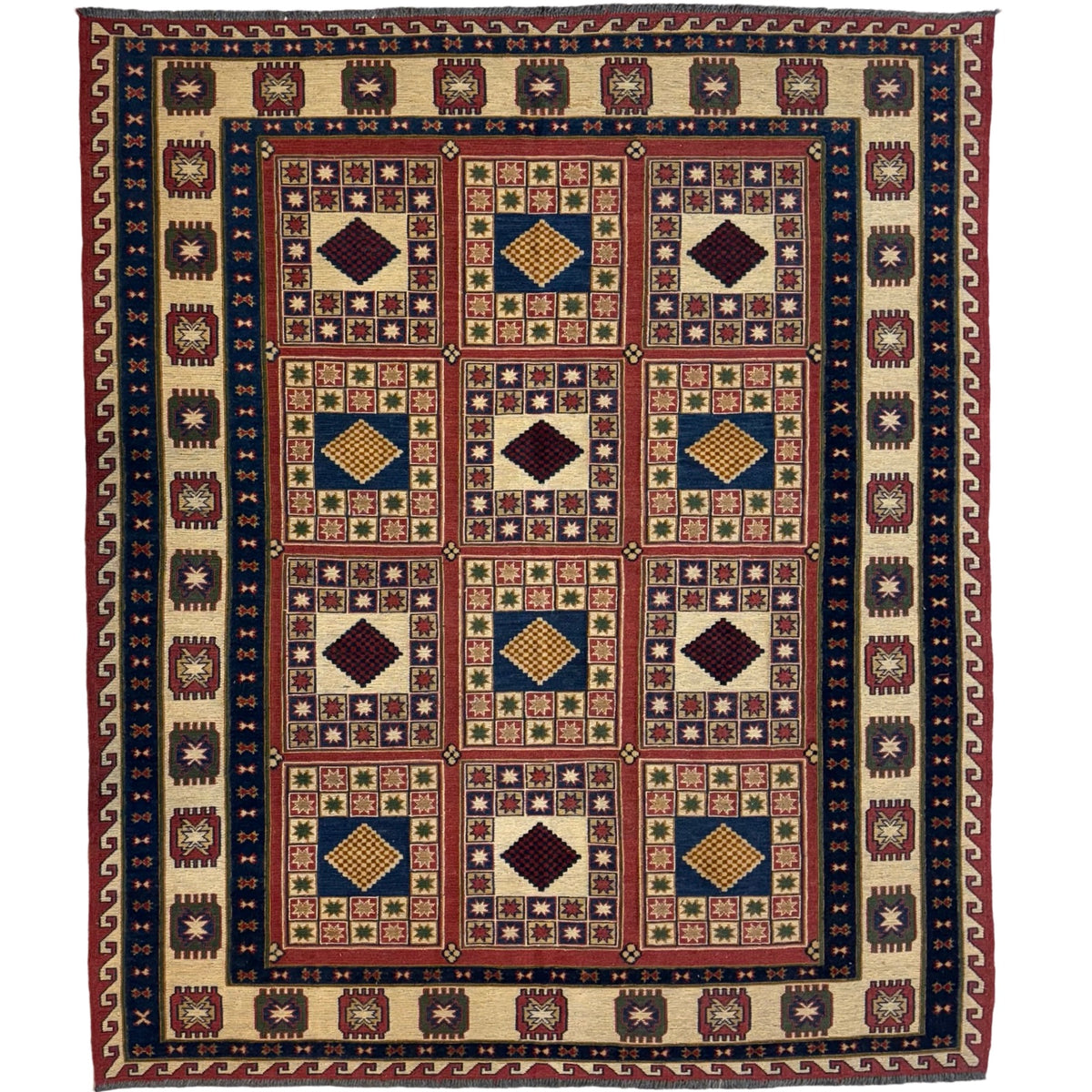 190 x 160 cm Hand-Woven Tribal Afghan Kilim Somak – Wool Rug