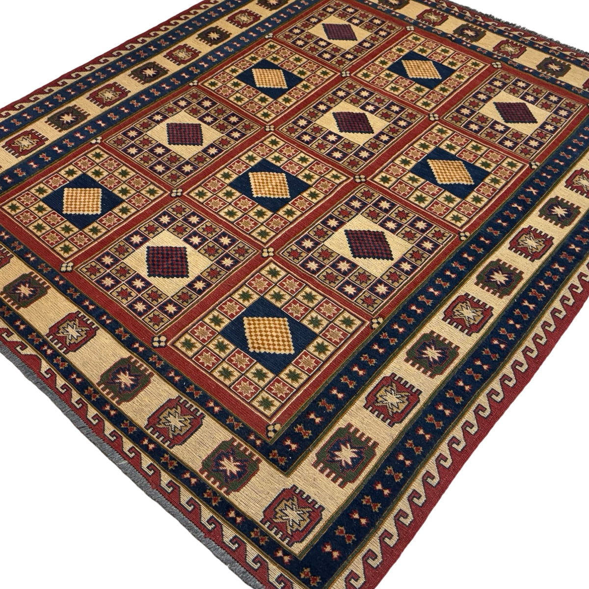 190 x 160 cm Hand-Woven Tribal Afghan Kilim Somak – Wool Rug