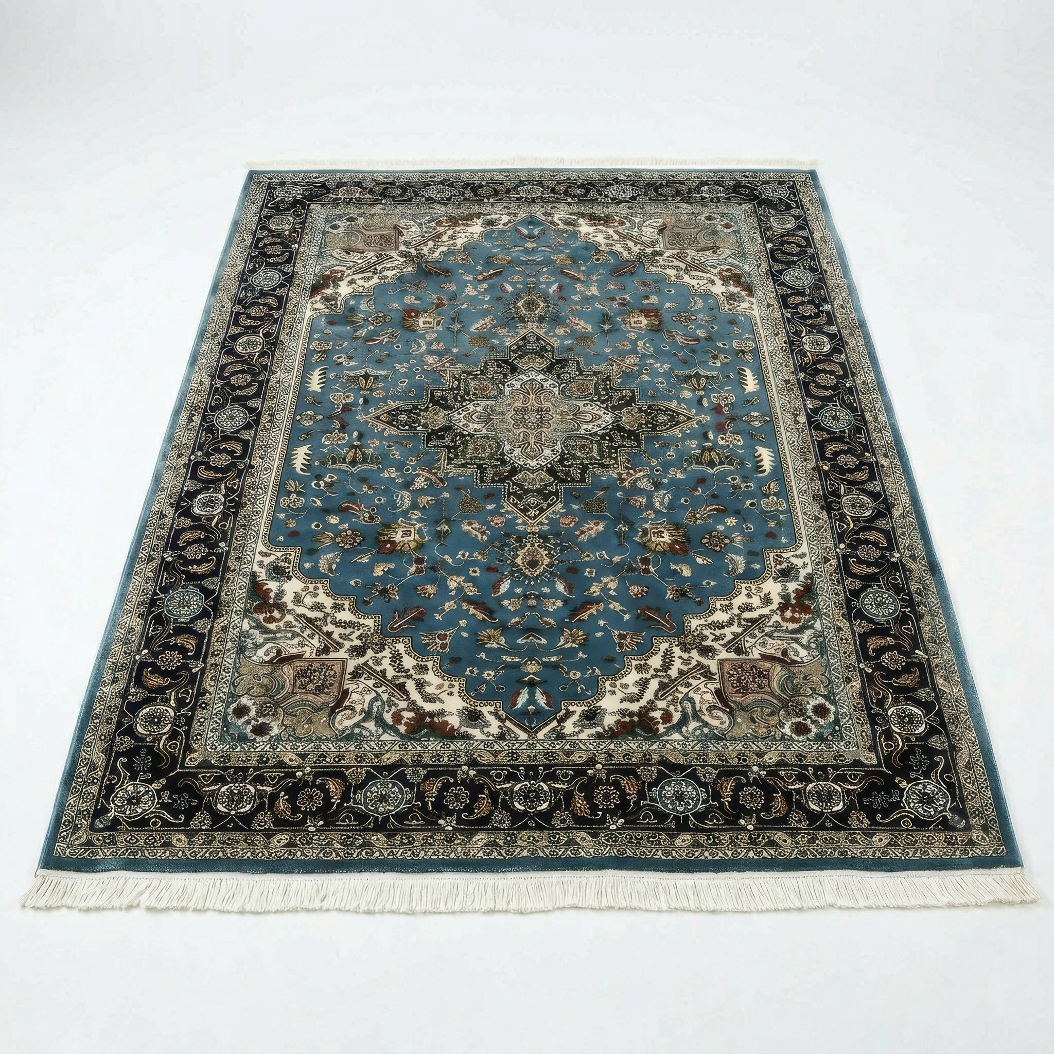 340 x 240 cm Light Blue Persian Heriz 500 Reeds Machine-Made Rug