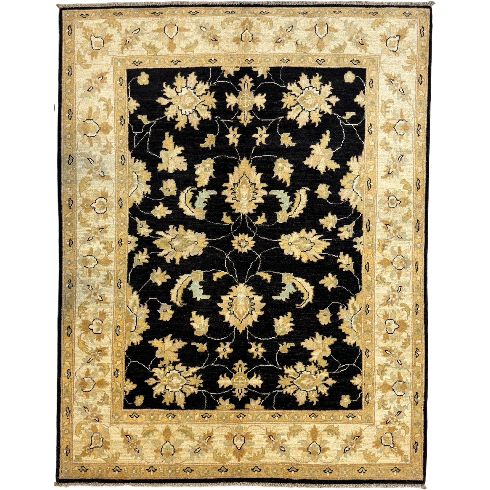 197 x 150 cm Afghan Chobi Ziegler Hand-Knotted Wool Rug