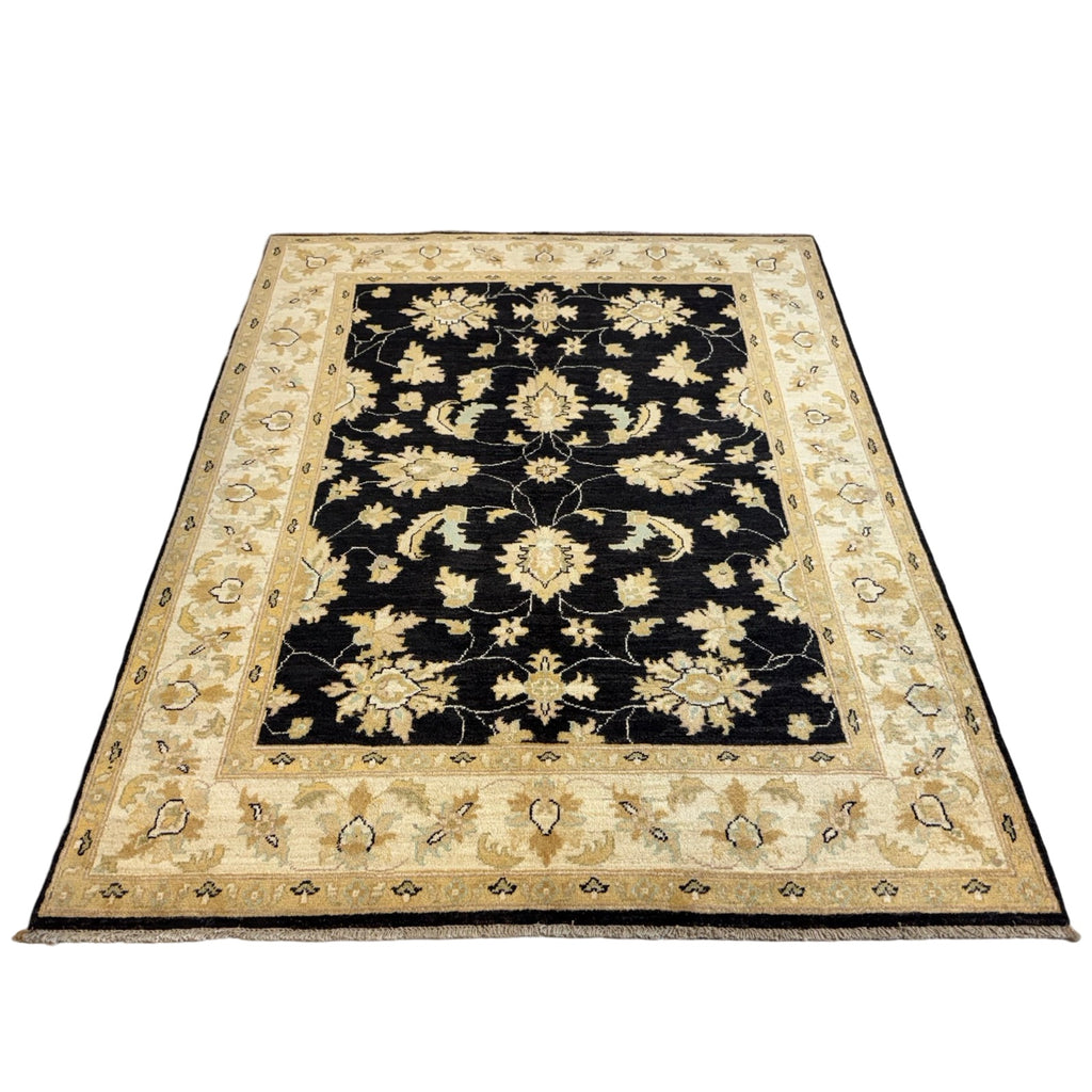 197 x 150 cm Afghan Chobi Ziegler Hand-Knotted Wool Rug