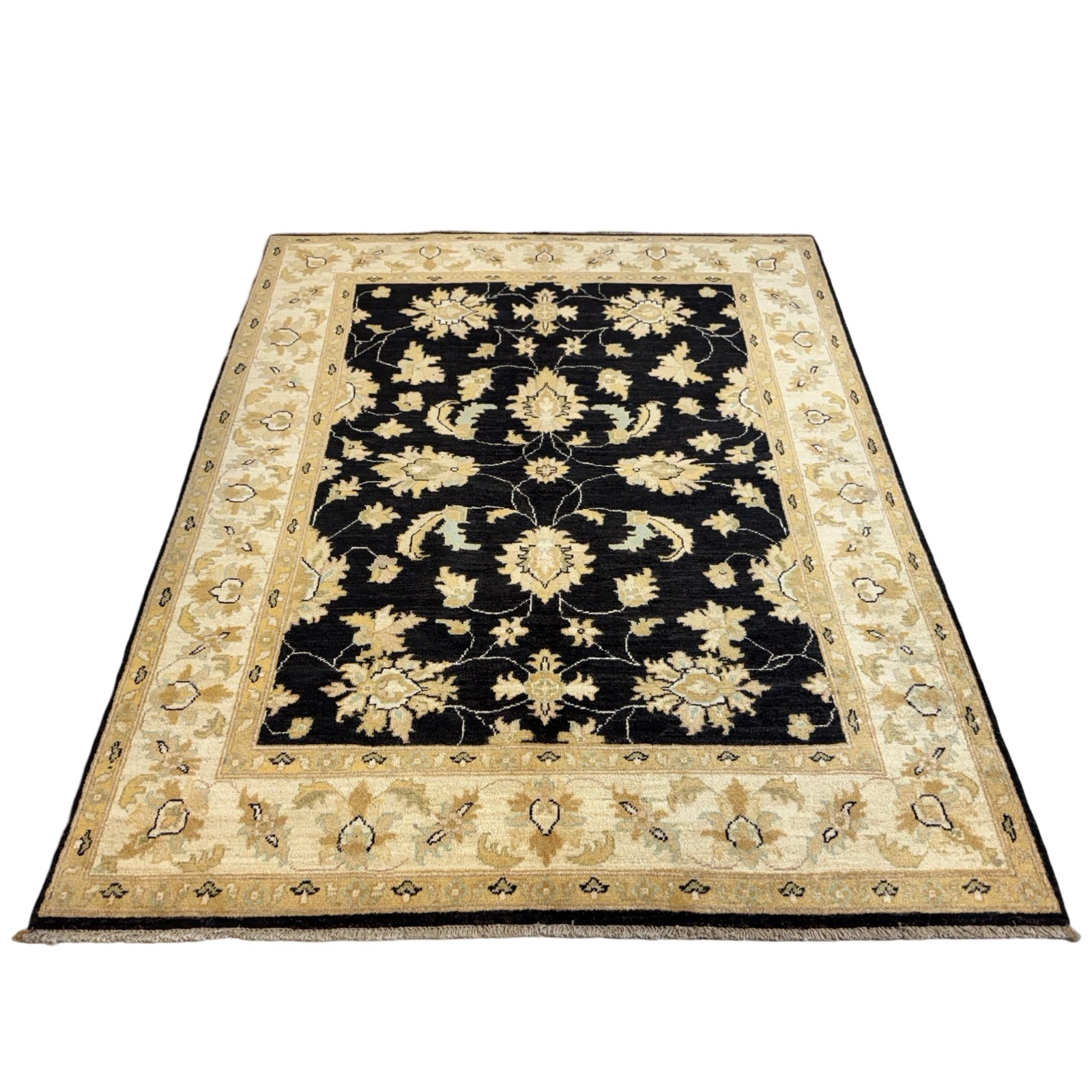 197 x 150 cm Afghan Chobi Ziegler Hand-Knotted Wool Rug