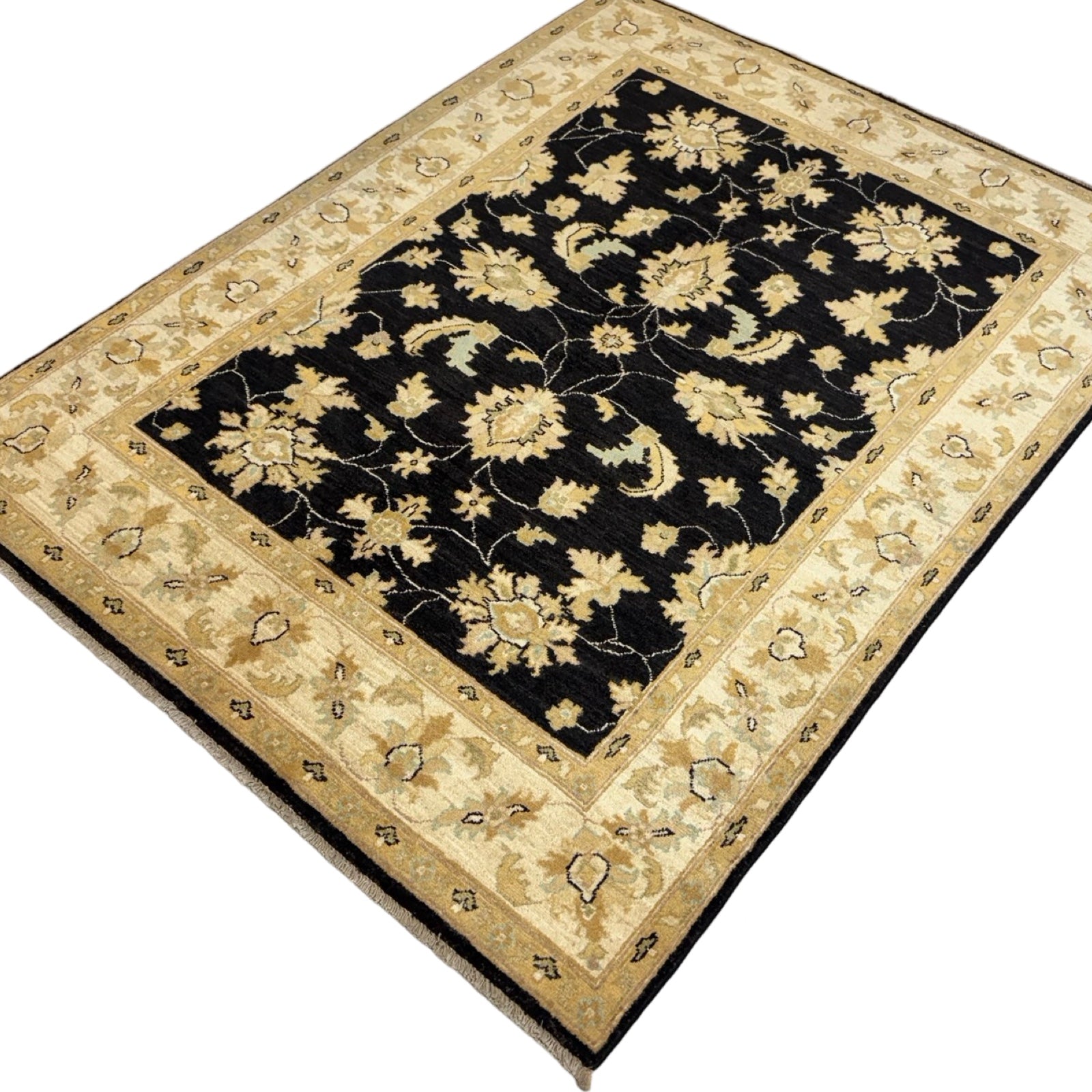 197 x 150 cm Afghan Chobi Ziegler Hand-Knotted Wool Rug