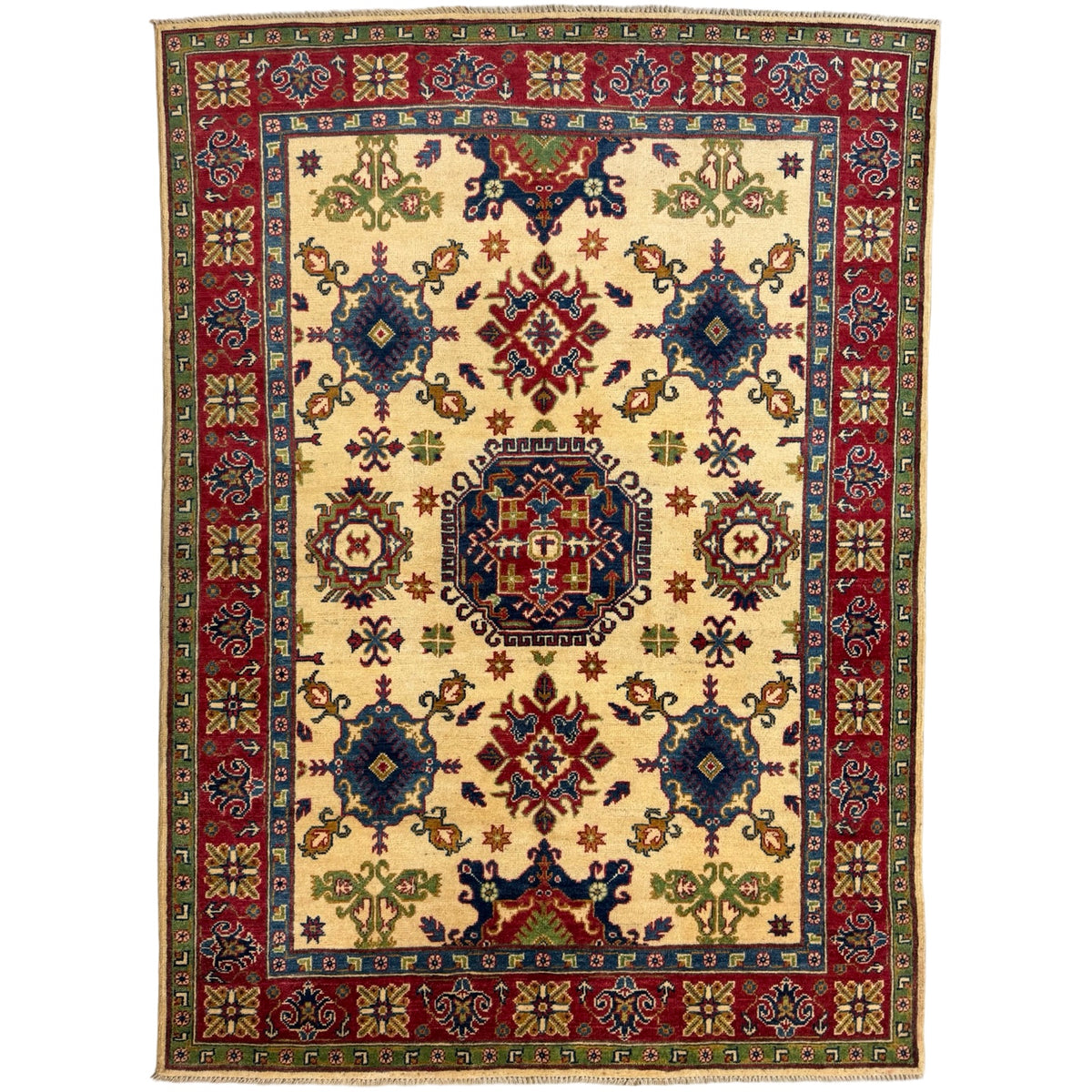 212 x 152 cm Hand Knotted Afghan Kazak – Wool Rug
