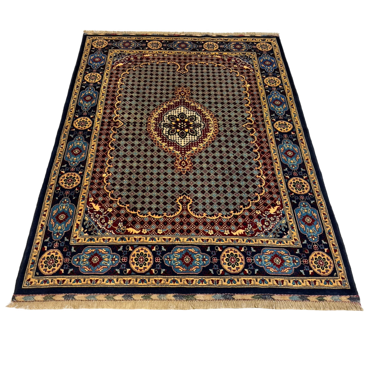 195 x 153 cm Hand Knotted Mahi Design Afghan – Wool Rug