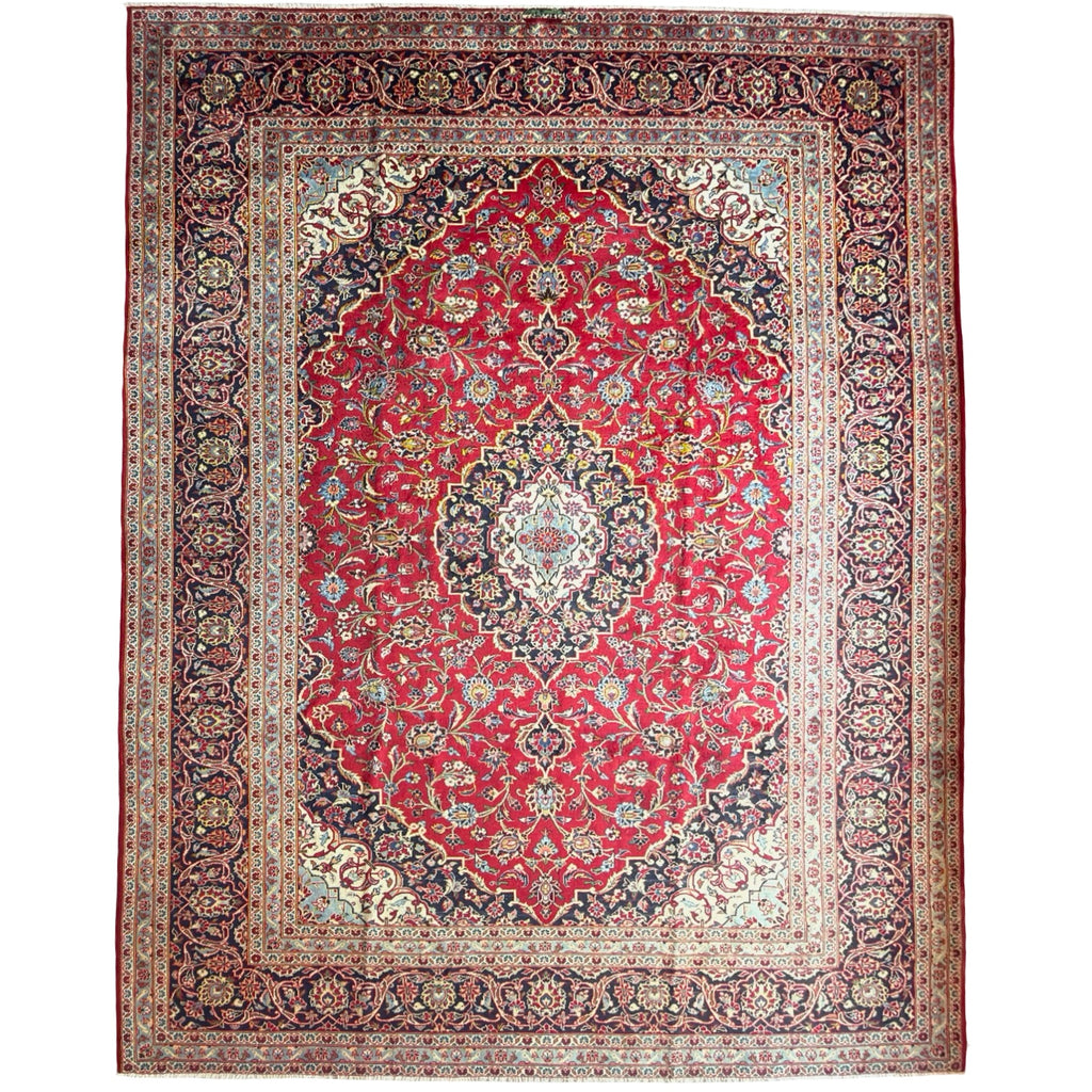 340 x 250 cm Vintage Hand Knotted Persian Kashan – Wool Rug