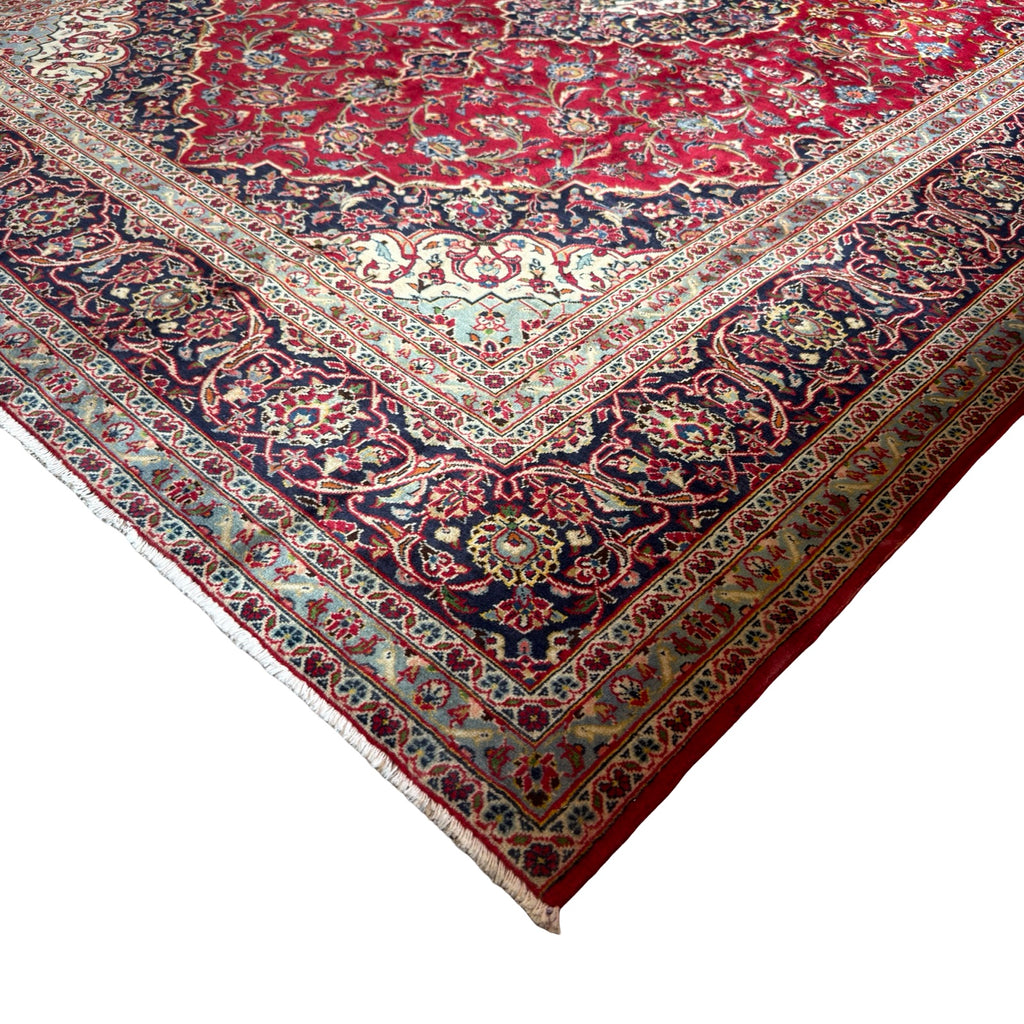 340 x 250 cm Vintage Hand Knotted Persian Kashan – Wool Rug