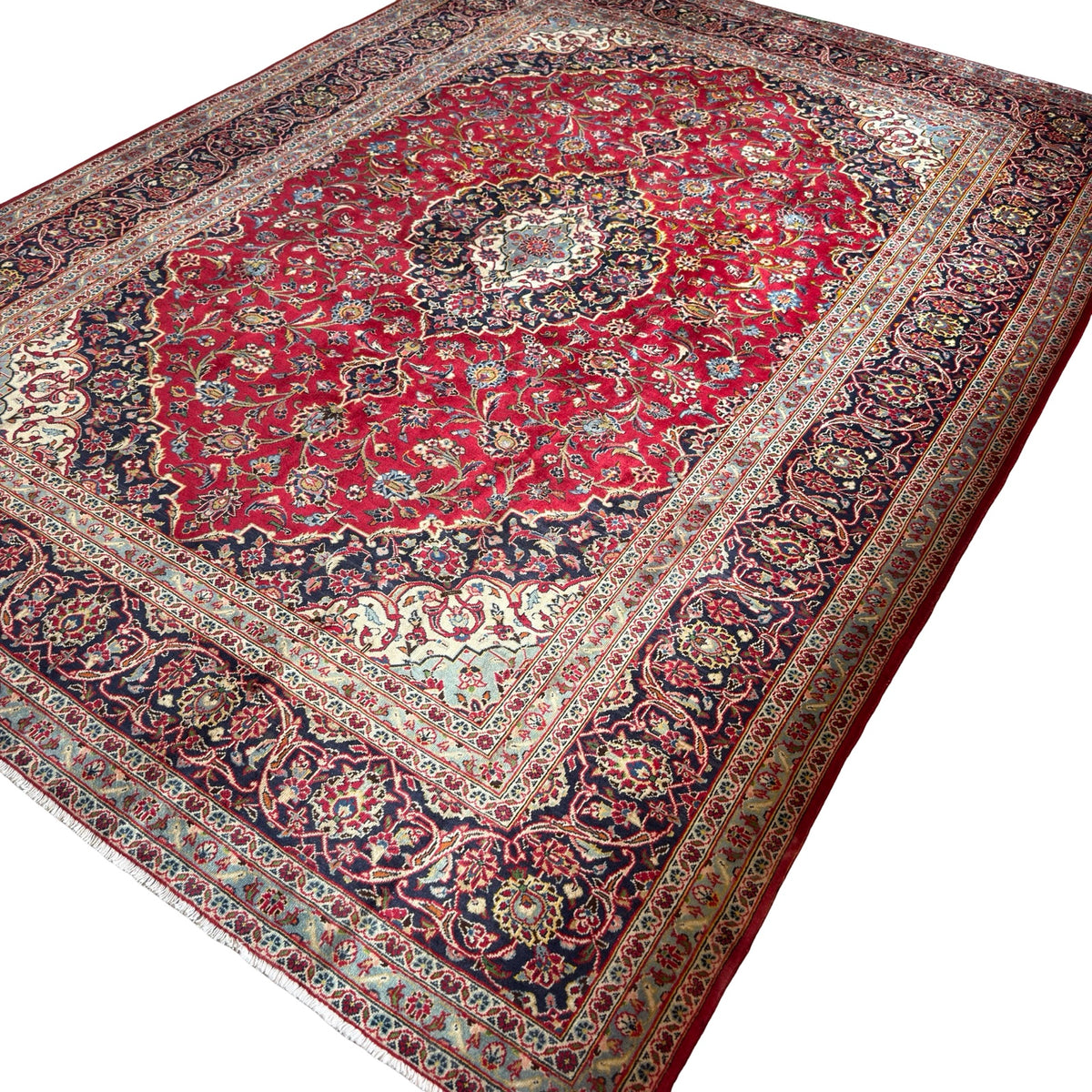 340 x 250 cm Vintage Hand Knotted Persian Kashan – Wool Rug