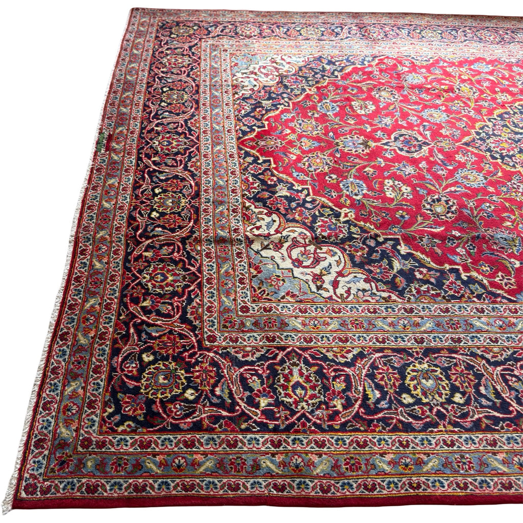 340 x 250 cm Vintage Hand Knotted Persian Kashan – Wool Rug