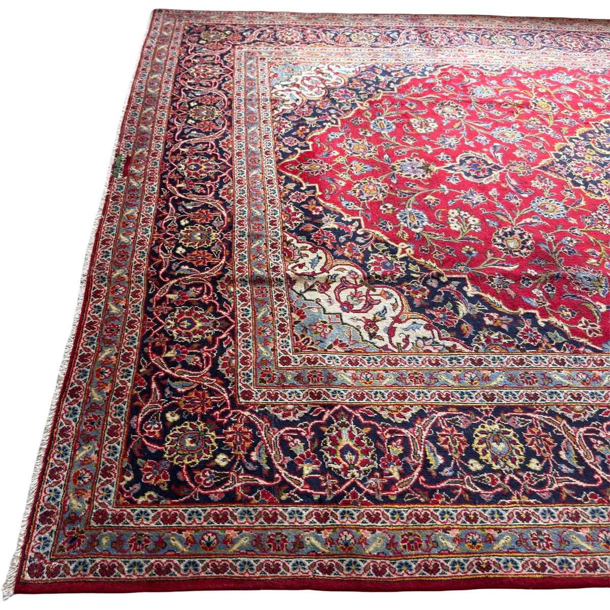 340 x 250 cm Vintage Hand Knotted Persian Kashan – Wool Rug