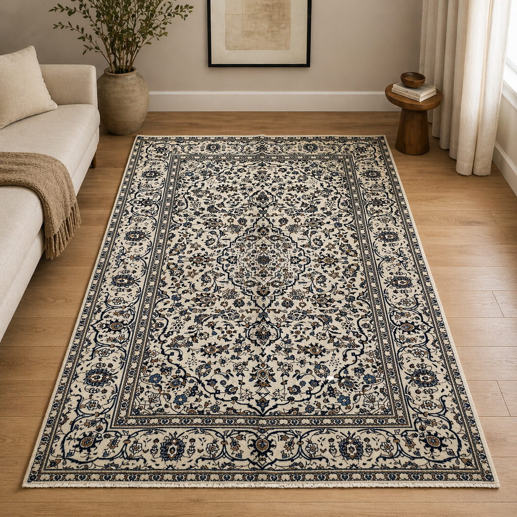 300 x 188 cm Hand-Knotted Persian Kashan Floral Rug