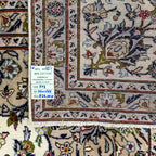 350 x 255 cm Hand Knotted Persian Ivory Kashan Wool Rug