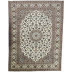350 x 255 cm Hand Knotted Persian Ivory Kashan Wool Rug