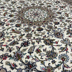 350 x 255 cm Hand Knotted Persian Ivory Kashan Wool Rug