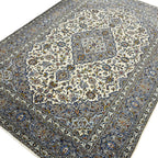 317 x 228 cm Hand Knotted Persian Grey & Ivory Kashan Rug