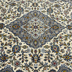 317 x 228 cm Hand Knotted Persian Grey & Ivory Kashan Rug
