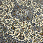 317 x 228 cm Hand Knotted Persian Grey & Ivory Kashan Rug