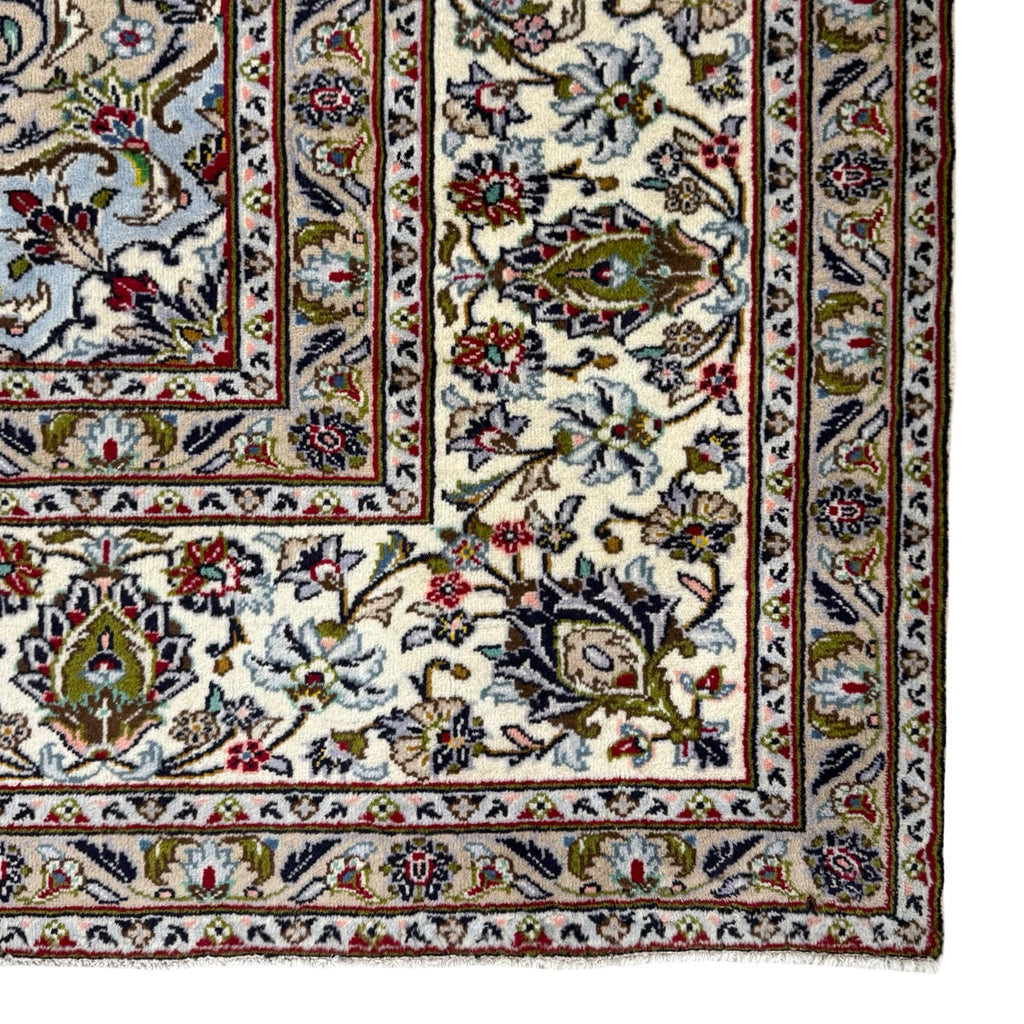 350 x 255 cm Hand Knotted Persian Ivory Kashan Wool Rug