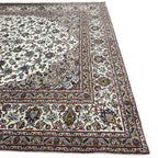350 x 255 cm Hand Knotted Persian Ivory Kashan Wool Rug