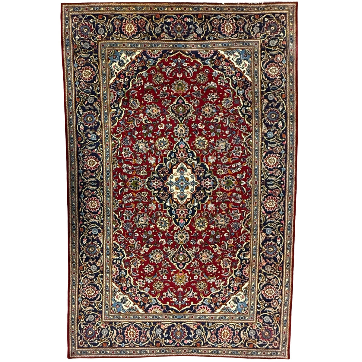 328 x 205 cm Hand Knotted Persian Red Floral Kashan Rug
