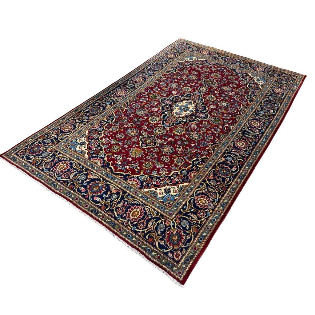 328 x 205 cm Hand Knotted Persian Red Floral Kashan Rug
