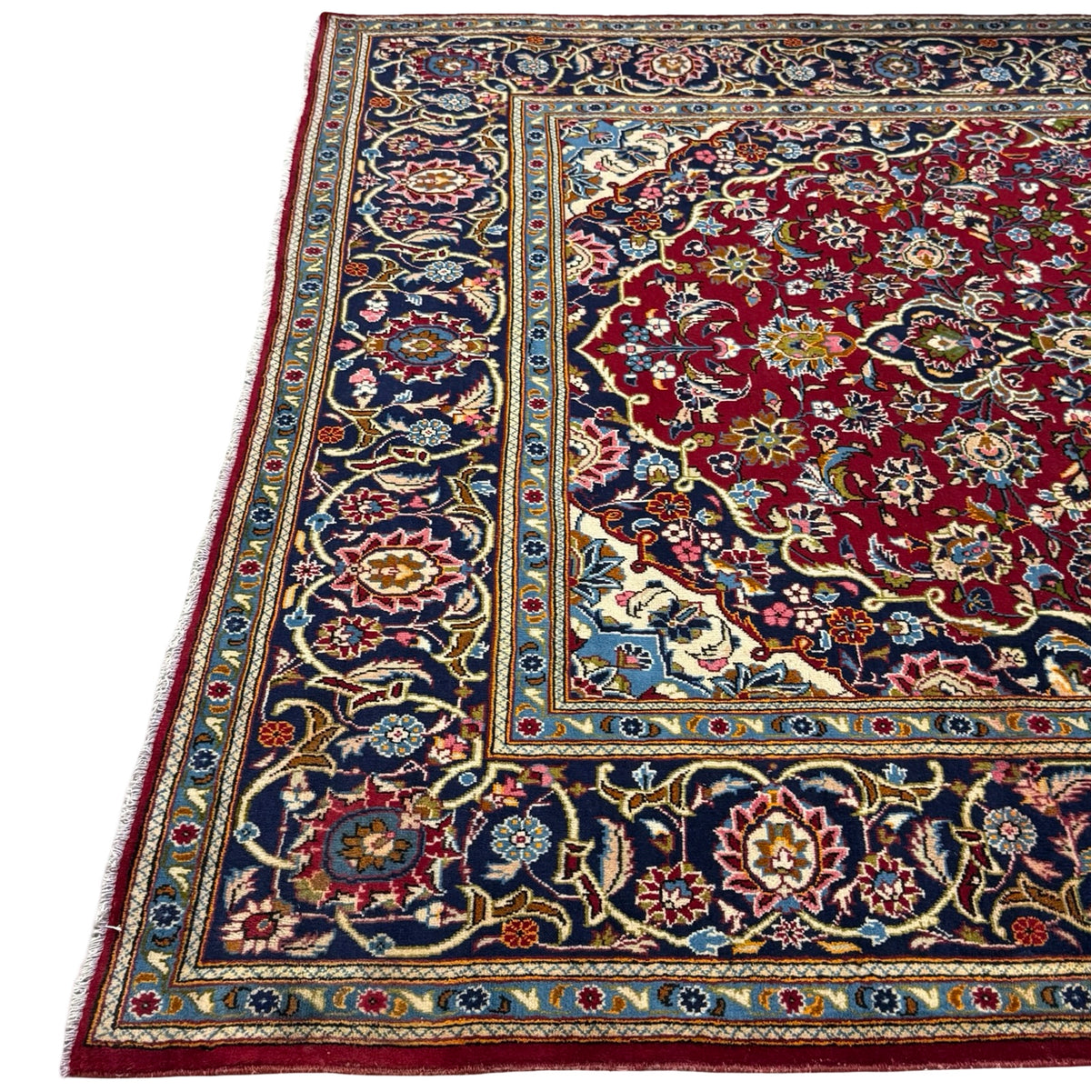 328 x 205 cm Hand Knotted Persian Red Floral Kashan Rug