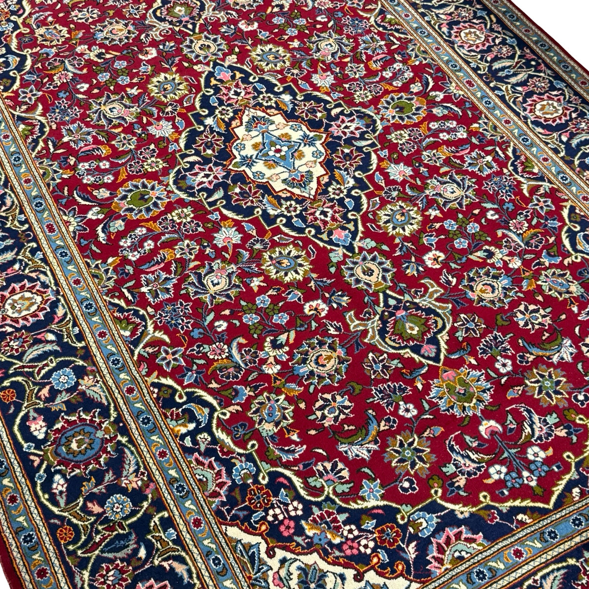328 x 205 cm Hand Knotted Persian Red Floral Kashan Rug