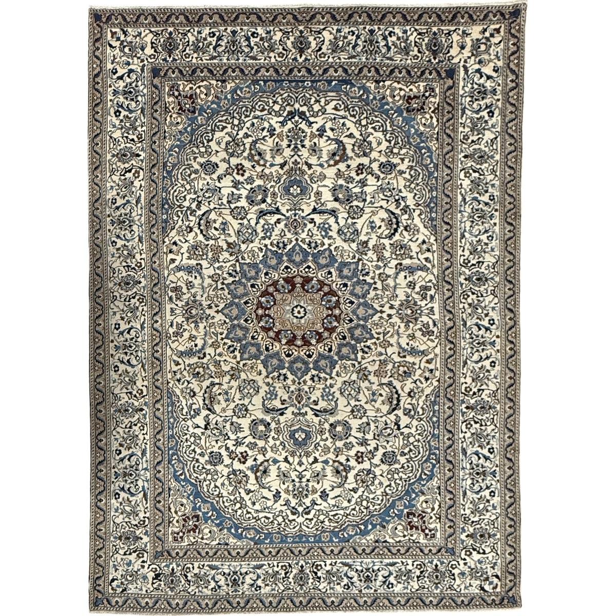 290 x 200 cm Hand Knotted Imperial Ivory Nain Silk And Wool Rug