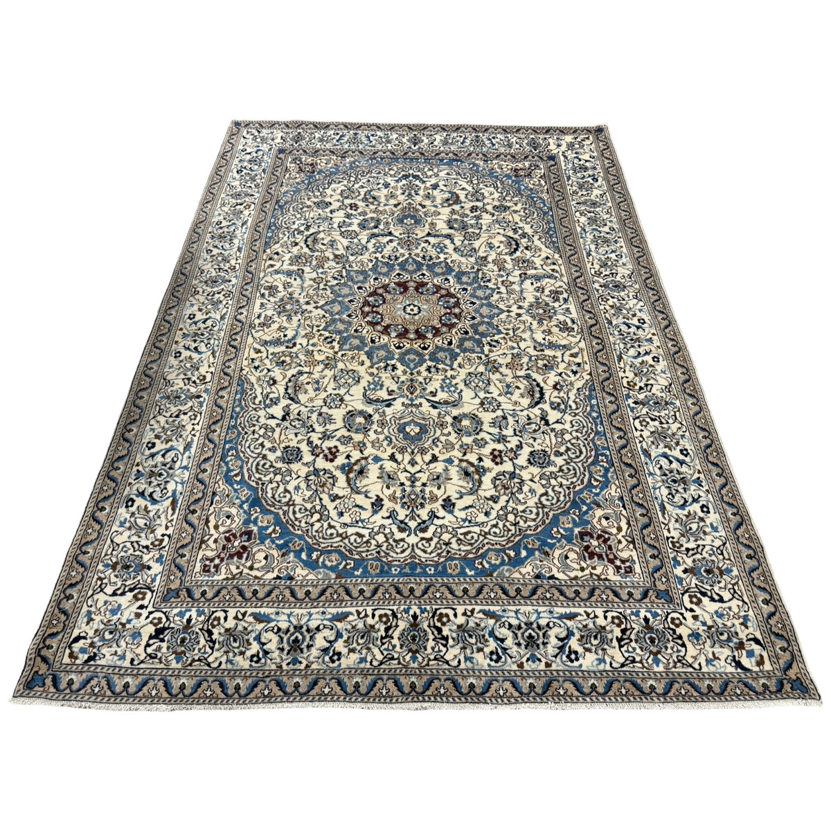 290 x 200 cm Hand Knotted Imperial Ivory Nain Silk And Wool Rug