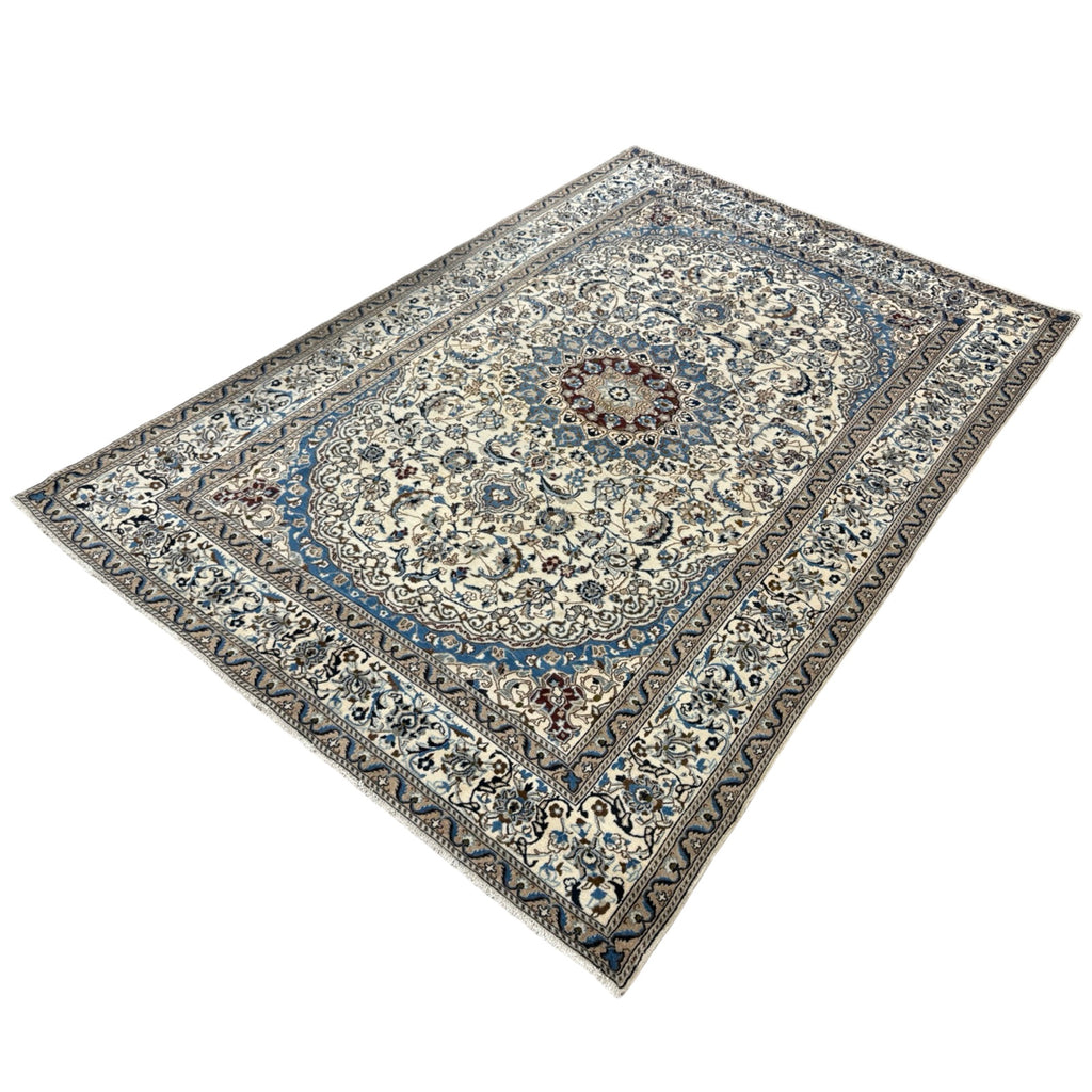 290 x 200 cm Hand Knotted Imperial Ivory Nain Silk And Wool Rug