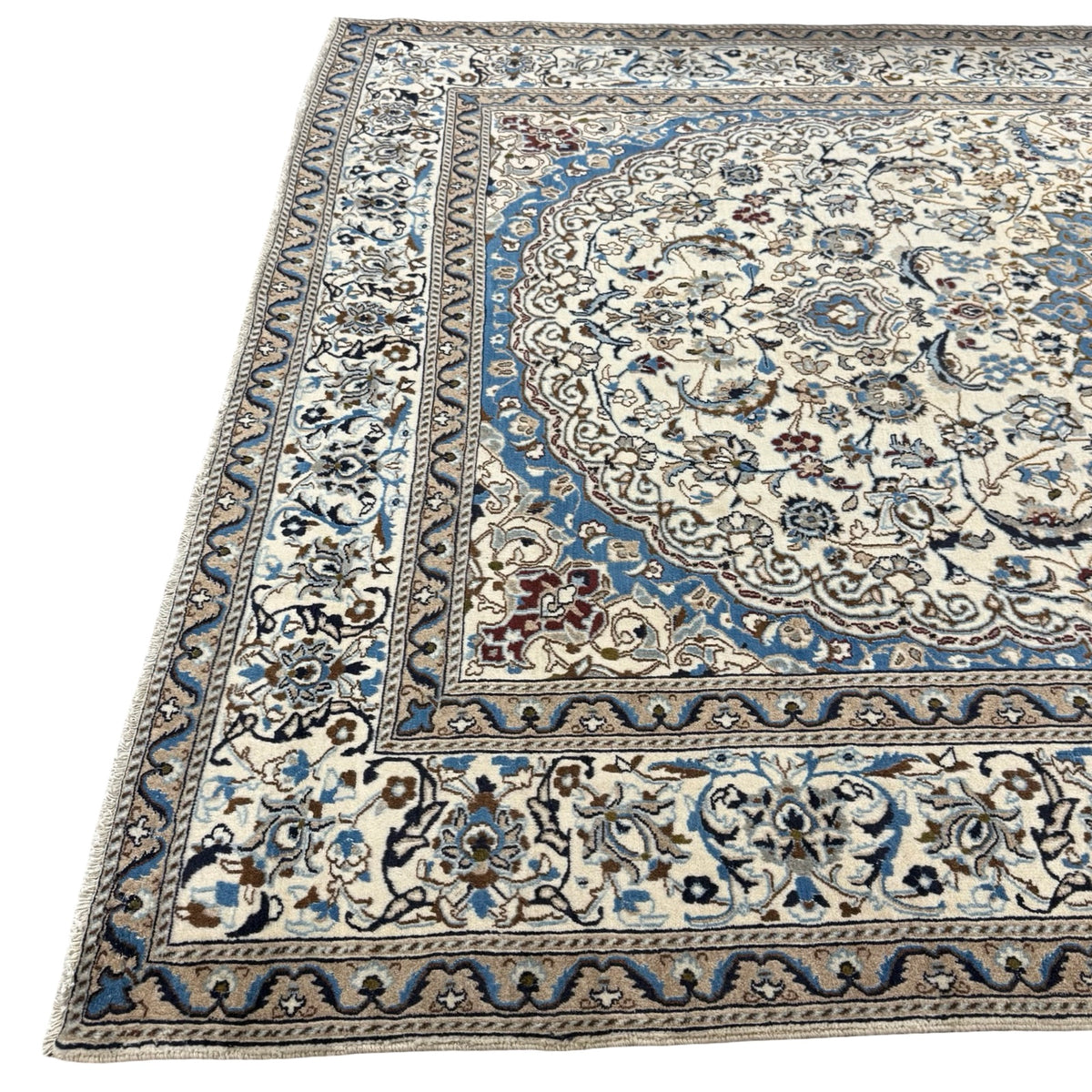 290 x 200 cm Hand Knotted Imperial Ivory Nain Silk And Wool Rug
